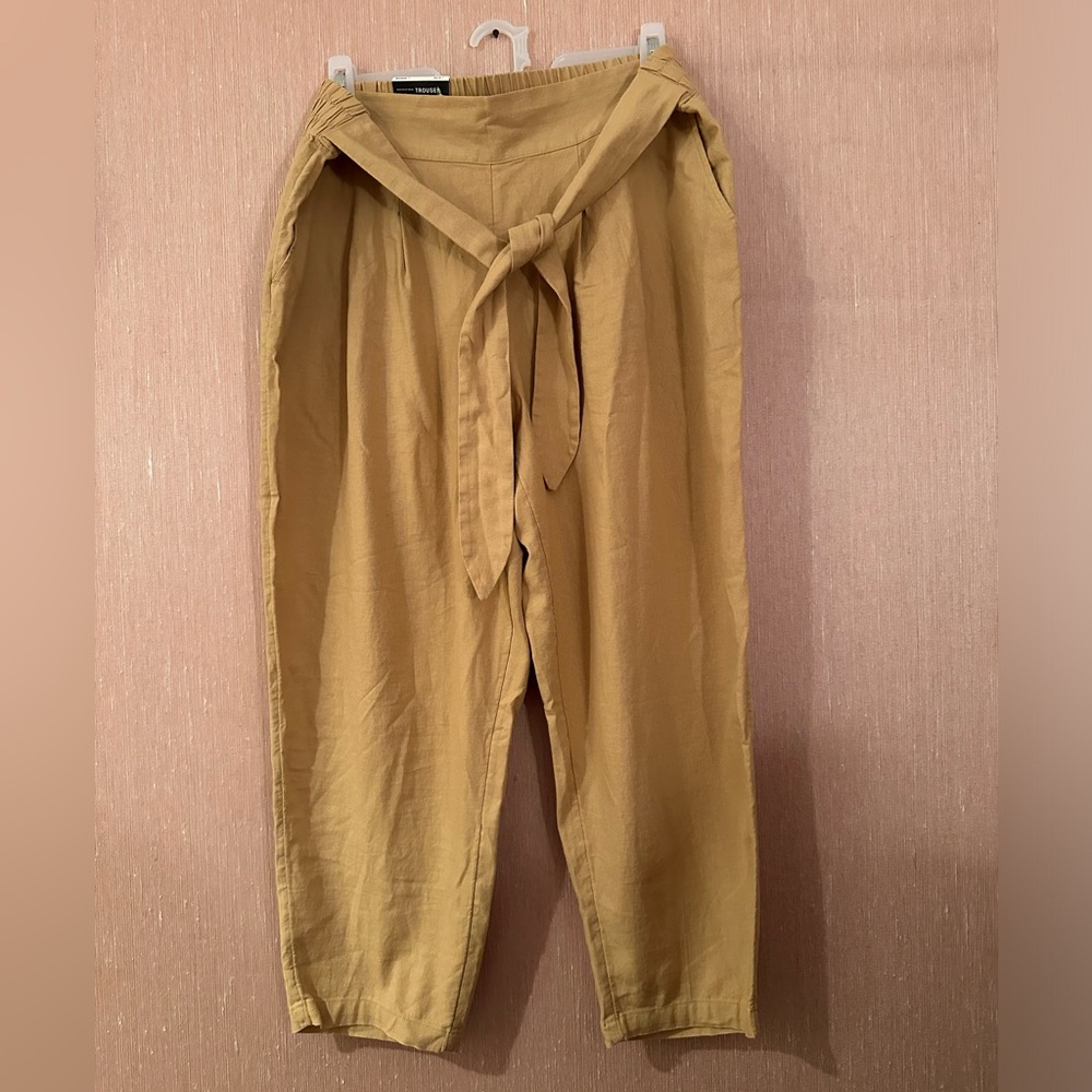 mustard trouser pant with tie